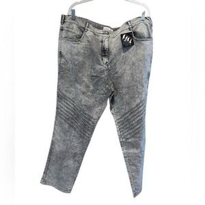 NWOT MONA Plus Size Gray Denim Jeans Moto Style - Size 22